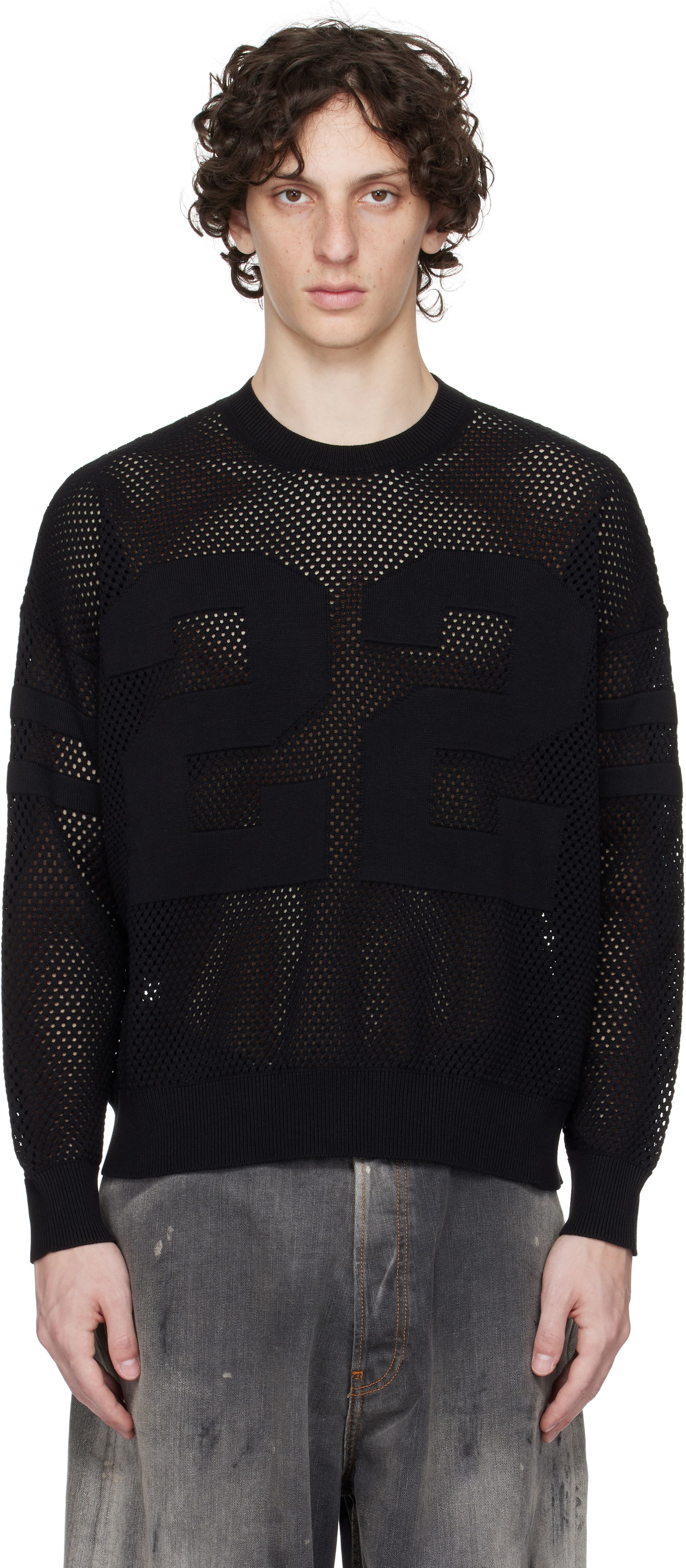 Sveter AMIRI AMIRI '22' Mesh Crewneck Sweater Čierna | AMKNCW1040, 0