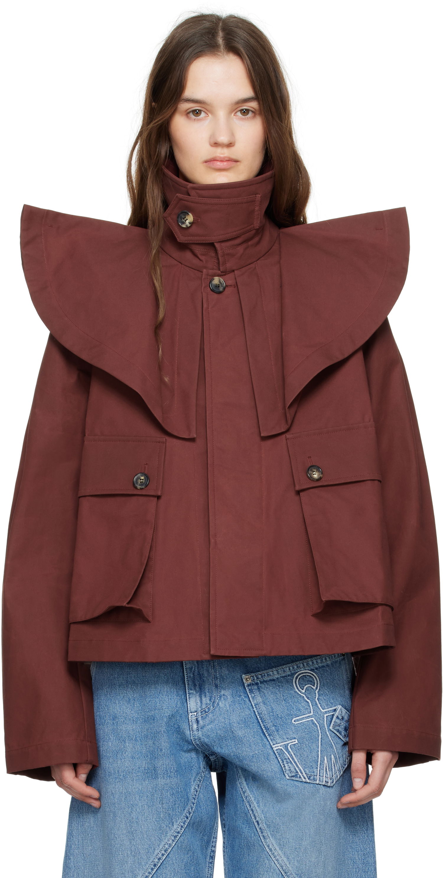 Bunda JW Anderson JW Anderson Oversized Collar Trench Jacket Hnedá | JK0366-PG1683, 0