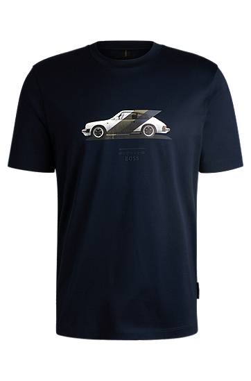 Tričko BOSS Porsche x BOSS Mercerized Cotton T-Shirt Navy | 50531455, 0
