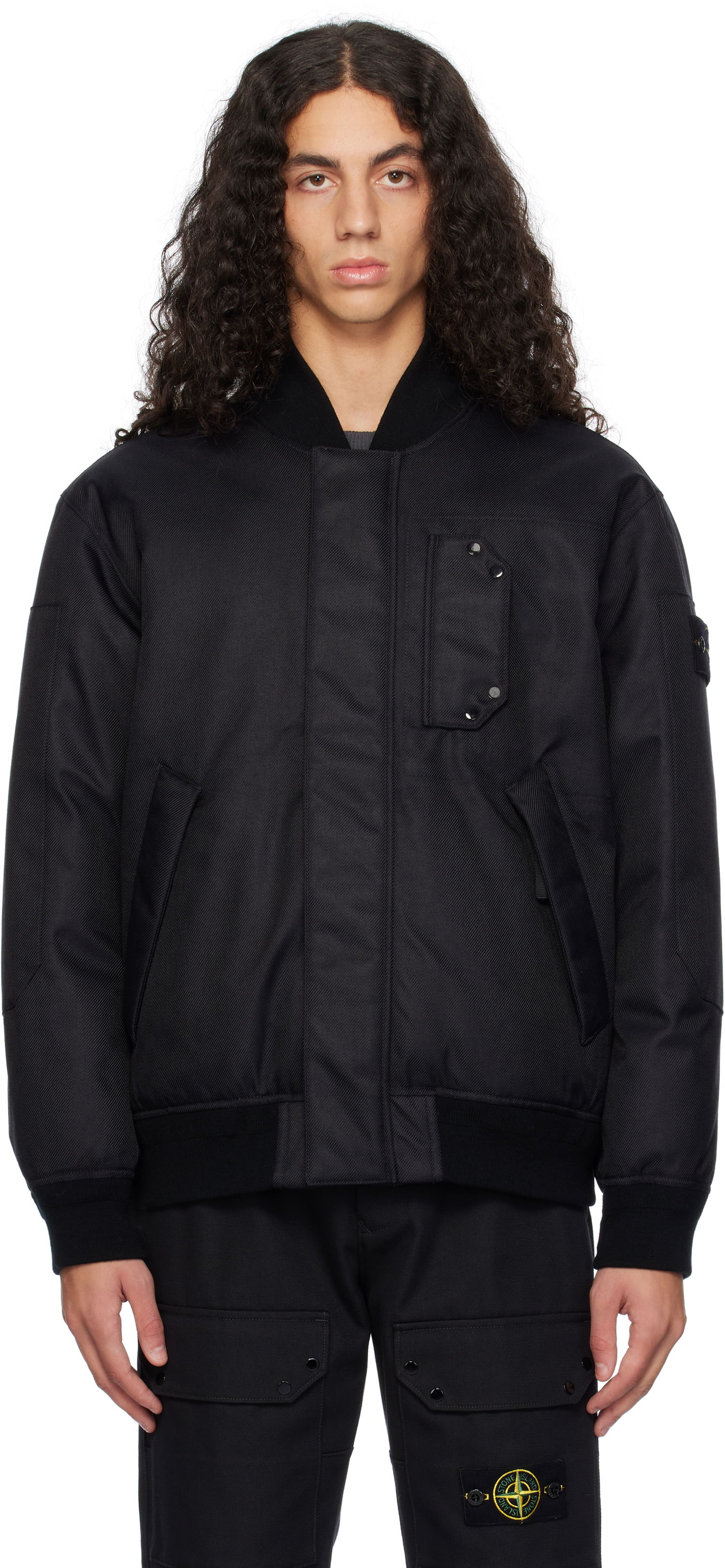 Bomber bunda Stone Island Diagonal Nylon Down Bomber Jacket Čierna | 811546536, 0