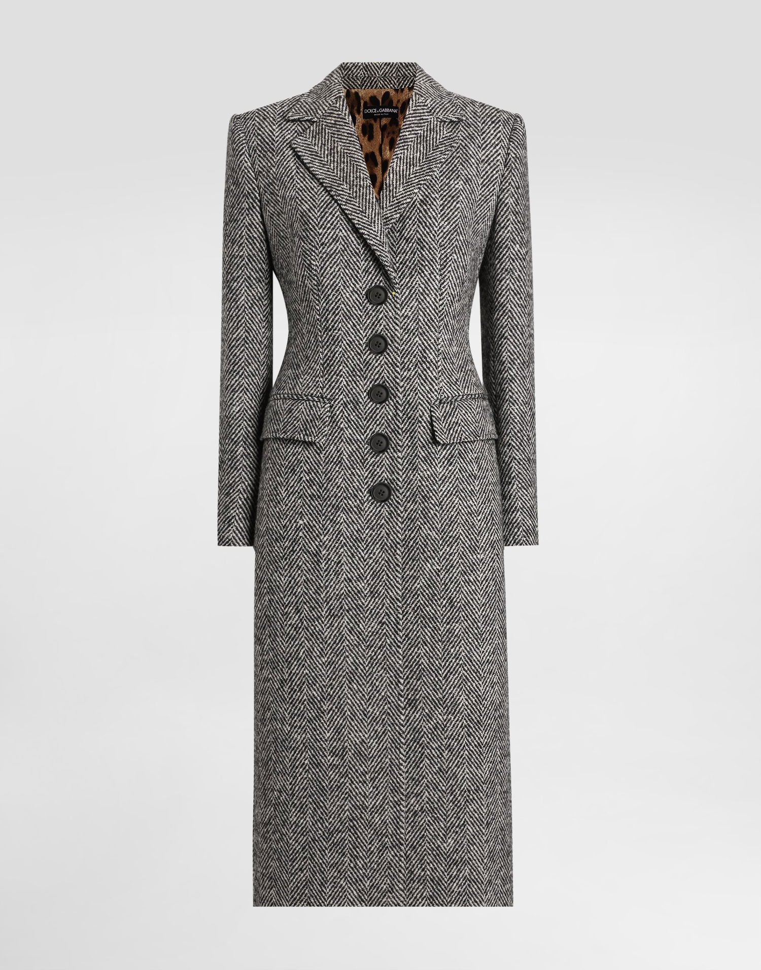 Kabáty Dolce & Gabbana Dolce & Gabbana Single-Breasted Wool Chevron Coat Šedá | F0W4QTFC2FUS8030, 0