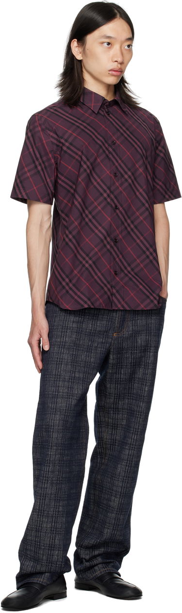 Košeľa Burberry Burberry Robert Check Short Sleeve Shirt Vínová | 8115157, 3