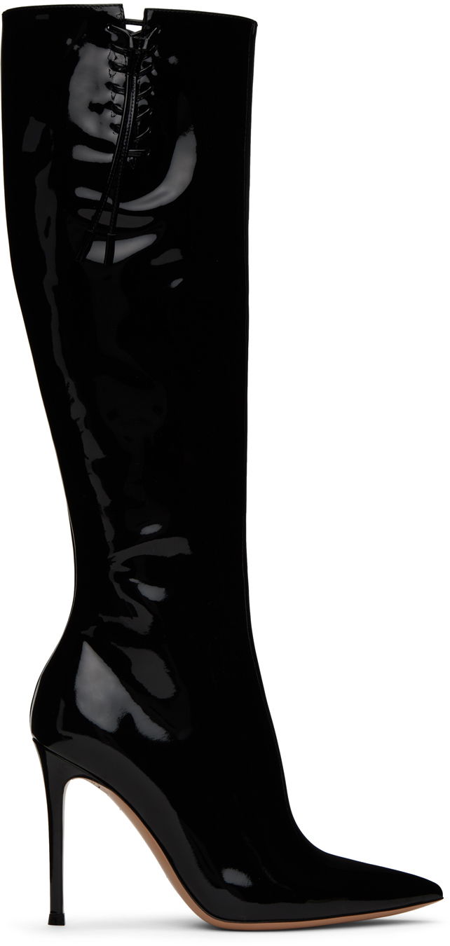 Šaty Gianvito Rossi Gianvito Rossi Avril Lace-Up Patent Leather Boots Čierna | G80246.15RIC.VER, 0