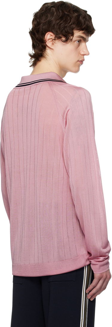 Sveter Wales Bonner Wales Bonner Roots Knit Polo Shirt Ružová | MS25KN33-KN08-200 BRIGHT RAYON, 2