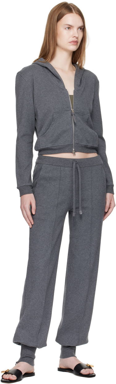 Mikina Tom Ford TOM FORD Peachy Hand Cotton Jersey Zip-Up Hoodie Šedá | FLJ067-JEX173, 3
