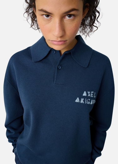 Sveter AXEL ARIGATO Frey Knitted Polo Sweater Navy | A3315002, 9