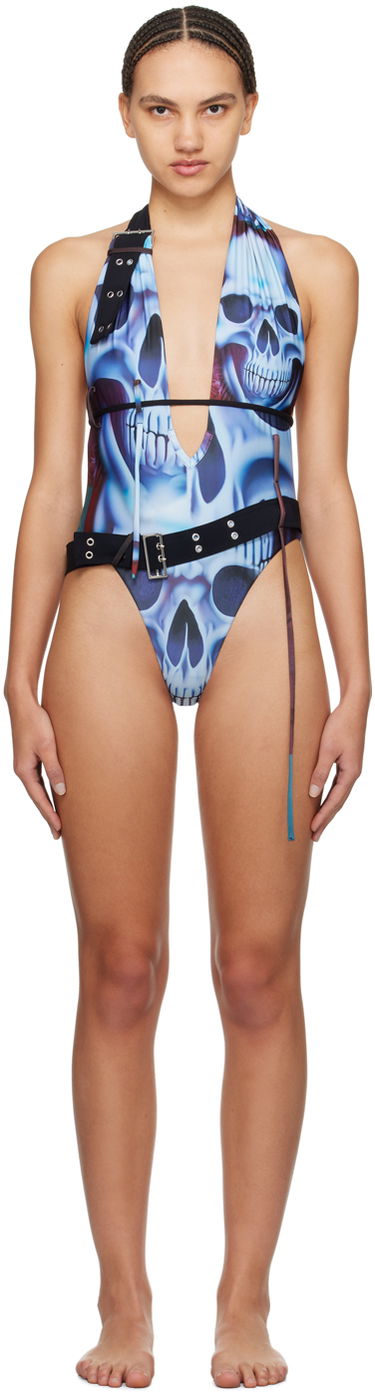 Plavky Ottolinger Ottolinger Skull-Print Belt One-Piece Swimsuit Modrá | 301901, 0
