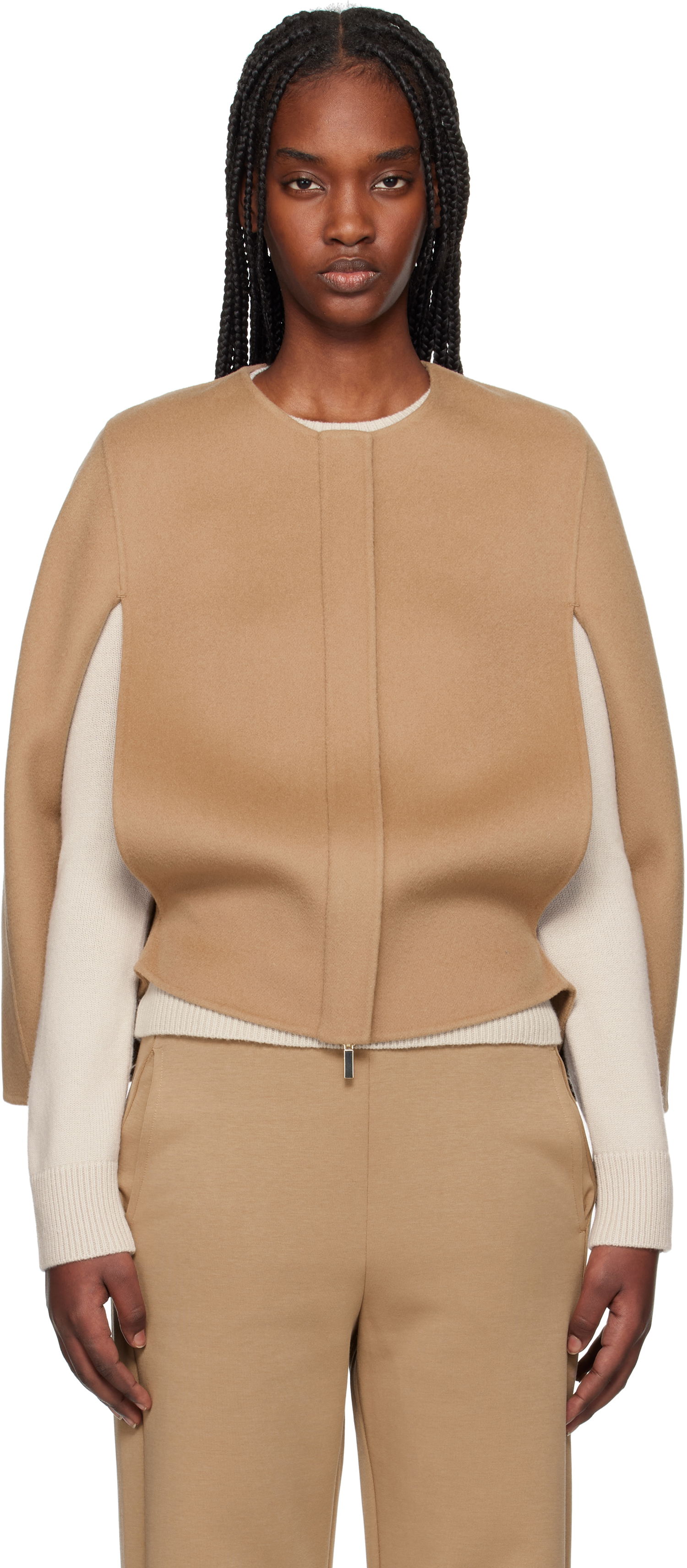 Vesta Max Mara Max Mara Helene Wool Cape Jacket Hnedá | 2519731011600, 0