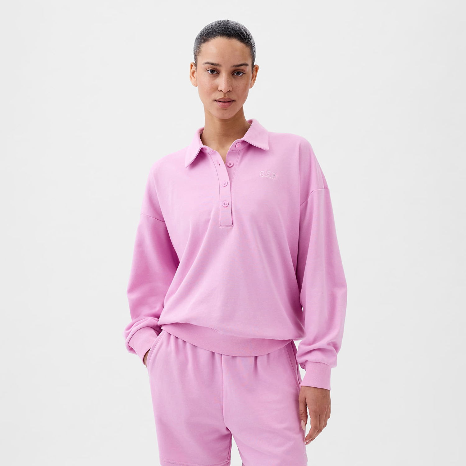 Mikina GAP French Terry Logo Polo Sweatshirt Sugar Pink Ružová | 870977-01, 0