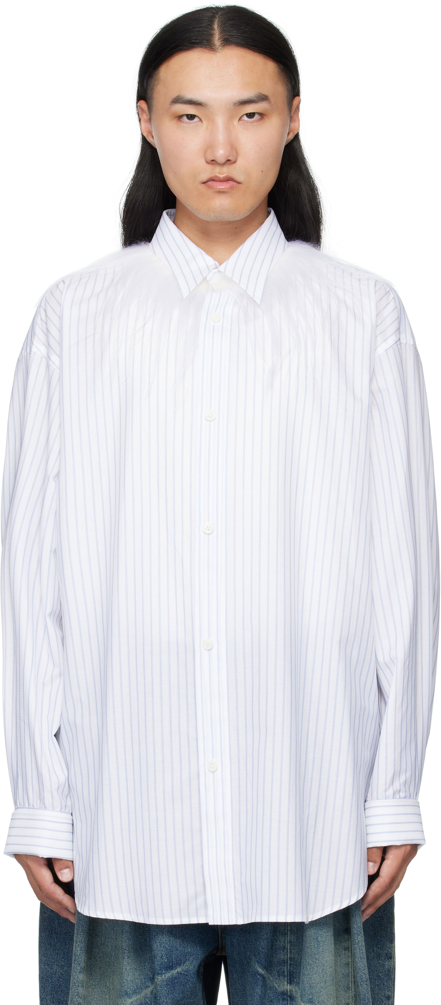 Košeľa HED MAYNER Hed Mayner Kidassia Striped Collared Shirt Biela | HMMB60001P-HB049, 0