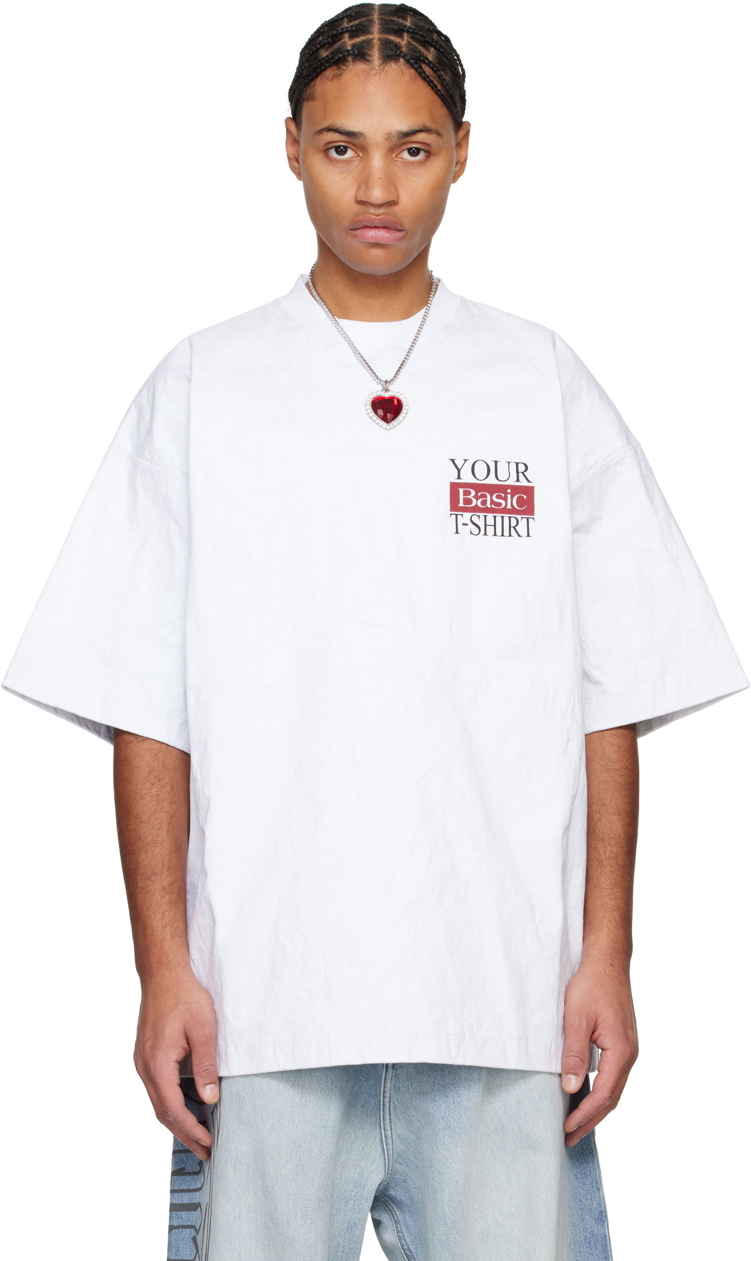 Tričko VETEMENTS Metalized Wrinkled 'Your Basic' T-Shirt Biela | UA66TR1120W, 0