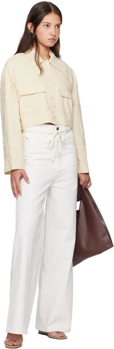 Bunda Nanushka Nanushka Coreen Cropped Button-Up Shirt Béžová | NW24FWSH38471, 3