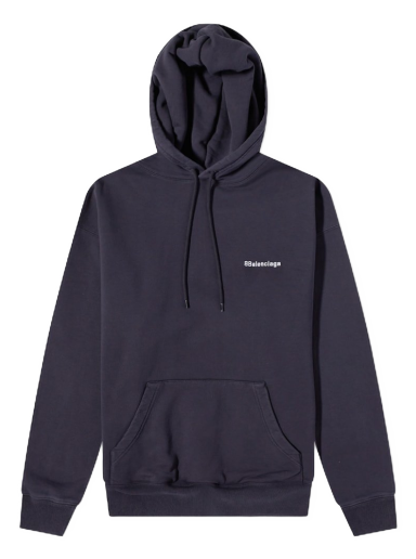 Mikina Balenciaga Corporate Logo Popover Hoody Navy | 570811-TKVB5-3967