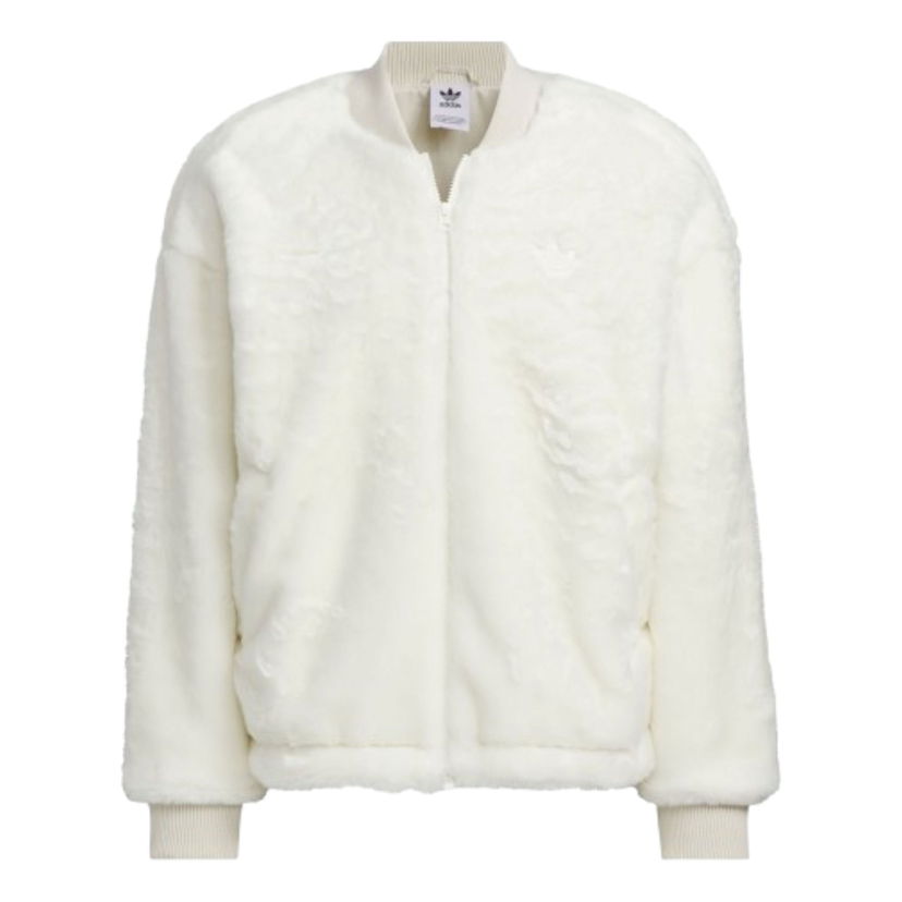 Bomber bunda adidas Originals Faux Fur Bomber Jacket Biela | JD3777