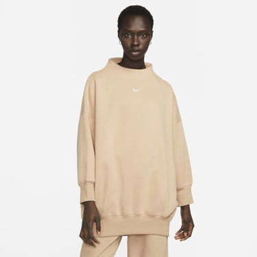 Mikina Nike Sportswear Phoenix Fleece Over-Oversized Mock-Neck 3/4-Sleeve Sweatshirt Béžová | DQ5765-200, 0