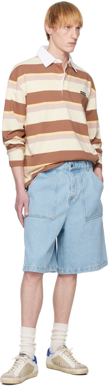 Polo tričko MAISON KITSUNÉ Maison Kitsuné Striped Oversize Long Sleeve Polo Hnedá | OM00207KJ7019, 3
