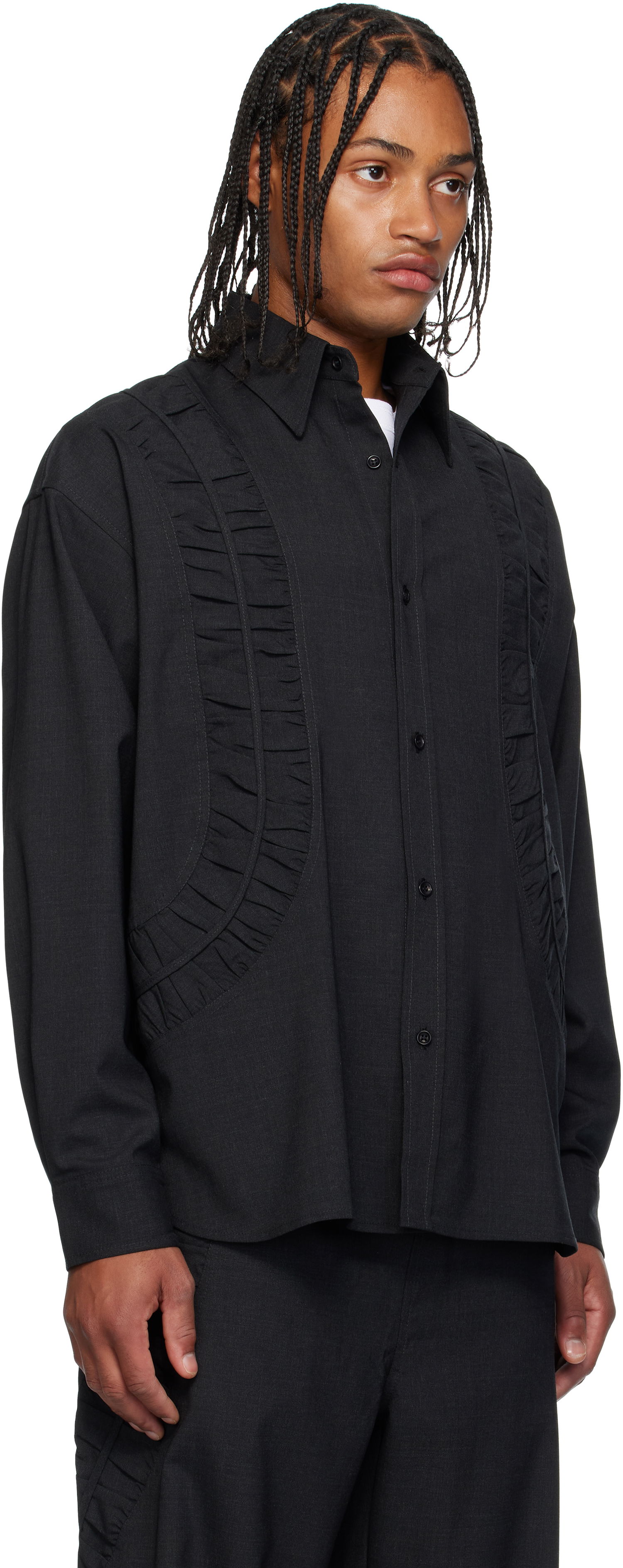 Košeľa sage NATION SAGE NATION Fossil Wool Shirt Čierna | S081 Fossil Shirt, 1