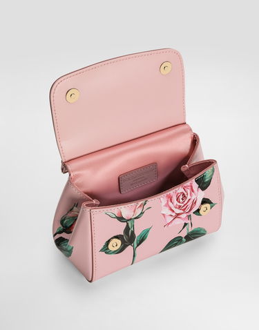 Kabelka Dolce & Gabbana Dolce & Gabbana Sicily Polished Calfskin Crossbody Bag with Rose Print Ružová | EB0003AF982HF5IZ, 3