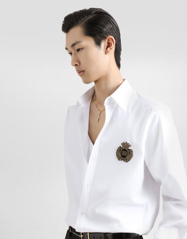 Košeľa Dolce & Gabbana Cotton Shirt With Patch Biela | G5ML1ZGI757W0800, 3