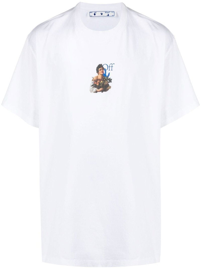 Tričko Off-White Caravaggio Boy T-shirt White/Blue Biela | OMAA038S21JER0070140