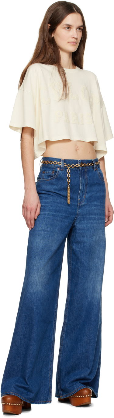 Crop Top CHLOÉ Chloé Cropped Logo T-Shirt Béžová | CH25SJH14183, 3