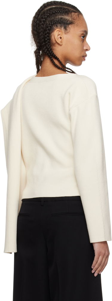 Sveter Erdem Erdem Drape Detail Ribbed Knit Sweater Biela | PS25_KT7_WWRK, 2