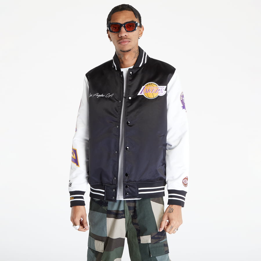 Bomber bunda Mitchell & Ness Team Origins Varsity Satin Los Angeles Lakers Jacket Čierna | OJBF4854-LALYYPPPBKWH, 0