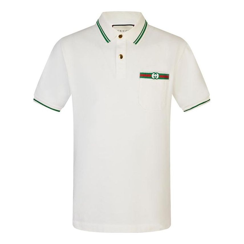 Polo tričko Gucci Embellished Webbing And Interlocking GG Cotton Polo Shirt Biela | 628339-XJCQR-9061, 0