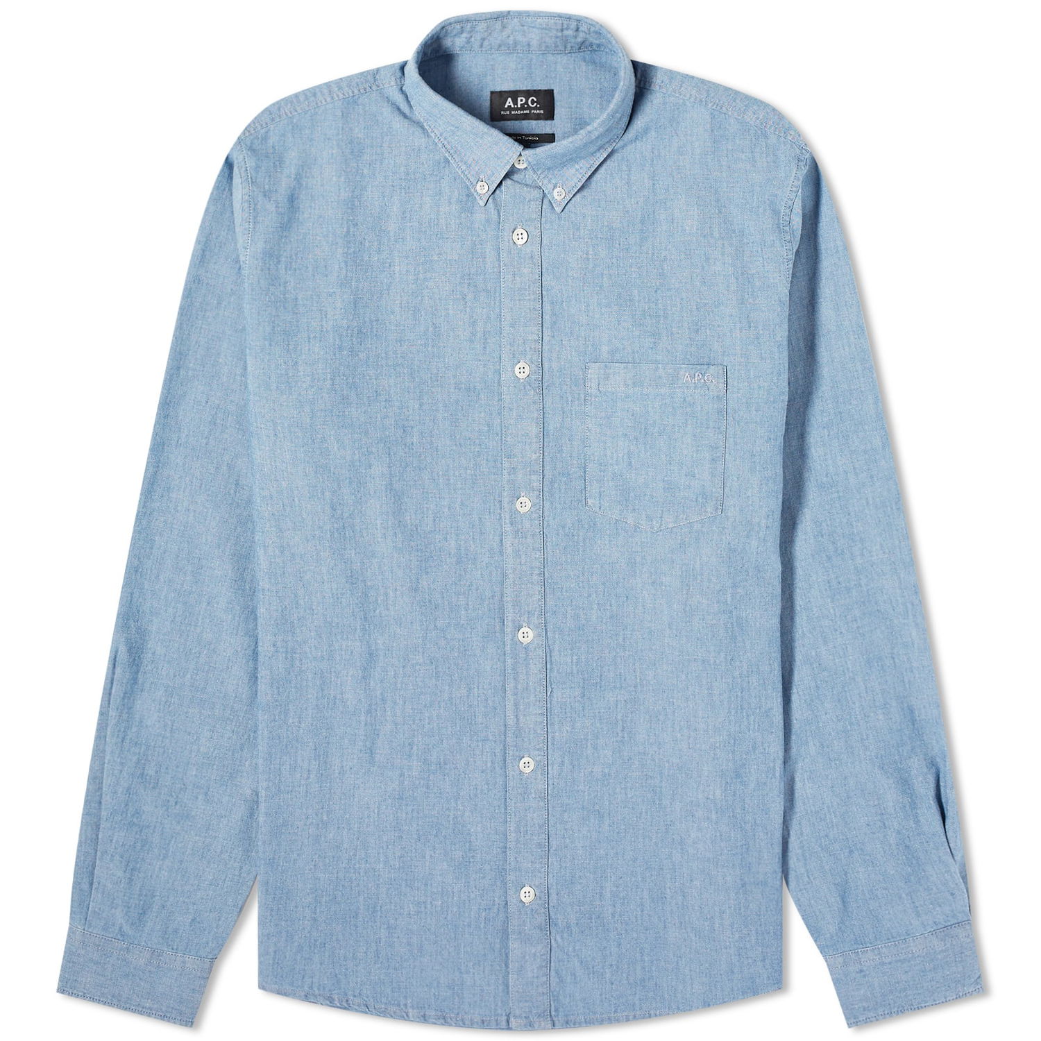 Košeľa A.P.C. Edouard Chambray Button Down Logo Shirt Modrá | CODDE-H12509-IAI, 0