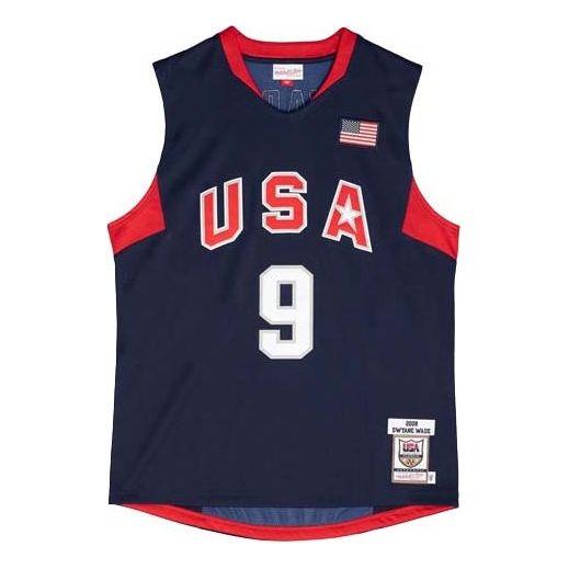 Dres Mitchell & Ness Team USA Dwyane Wade Basketball Jersey Modrá | AJY44385-USA08DWANAVY, 0