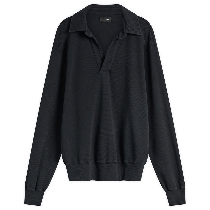 Polo tričko LES TIEN Thermal Banded Long Sleeve Polo Čierna | TH-1156-FBLK