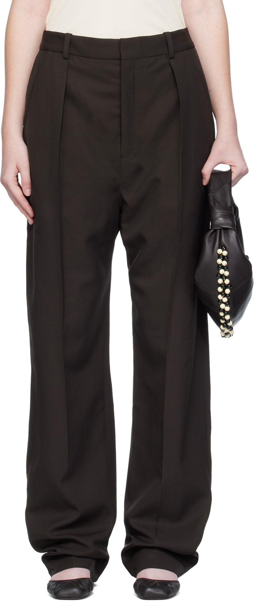 Nohavice LEMAIRE Lemaire Pleated Trousers Hnedá | PA1251 LF1362