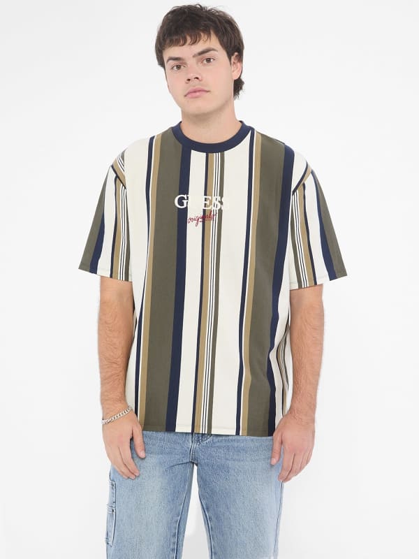Tričko GUESS Vertical Striped Short Sleeve T-Shirt Rôznofarebný | M4BI56K8FQ4