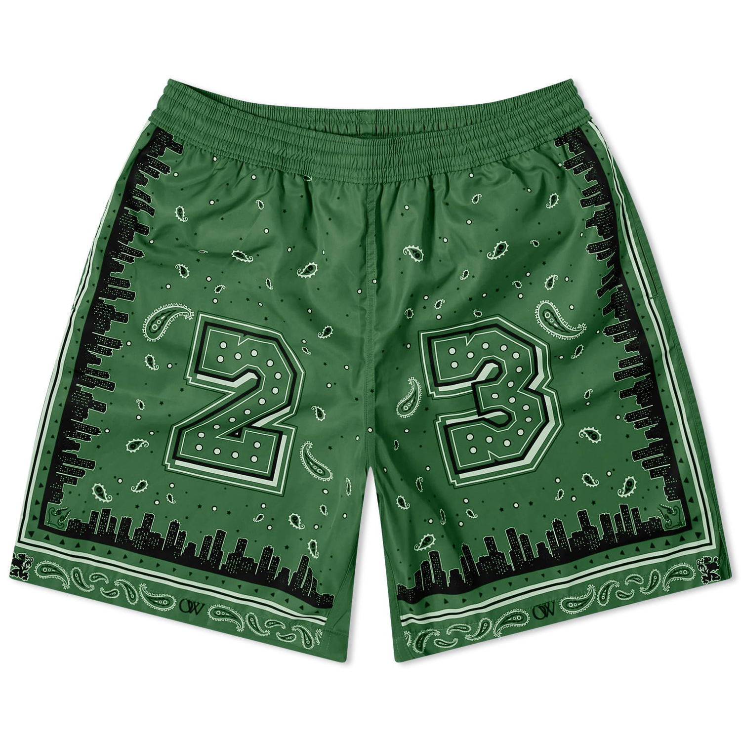 Plavky Off-White Bandana Swim Shorts Zelené | OMFD008S24FAB0025700, 0
