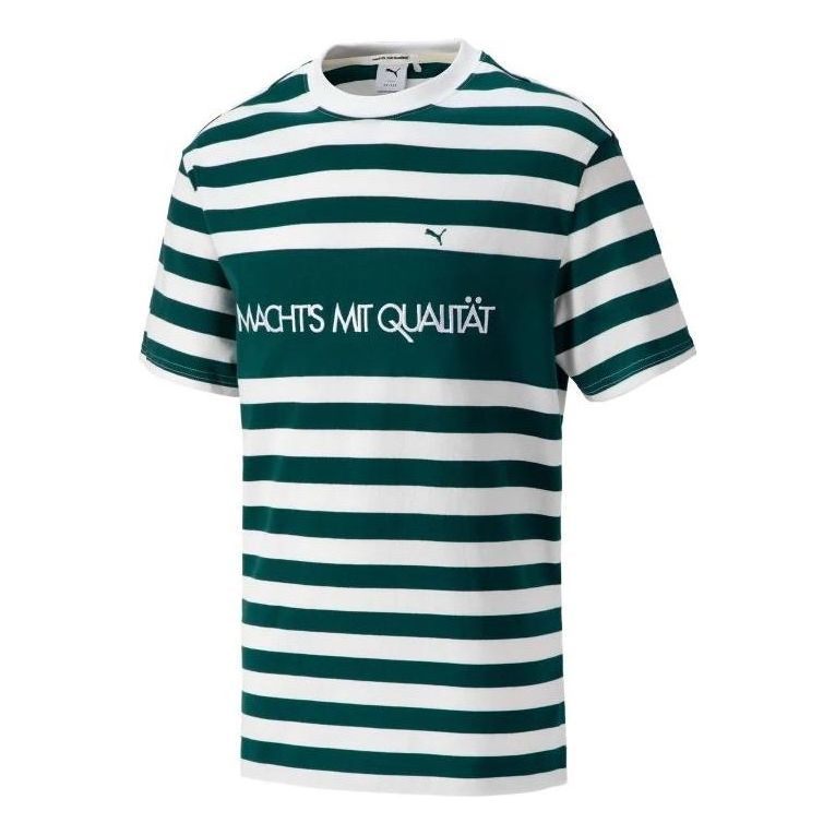 Tričko Puma MMQ Striped T-Shirt Zelené | 537510-24