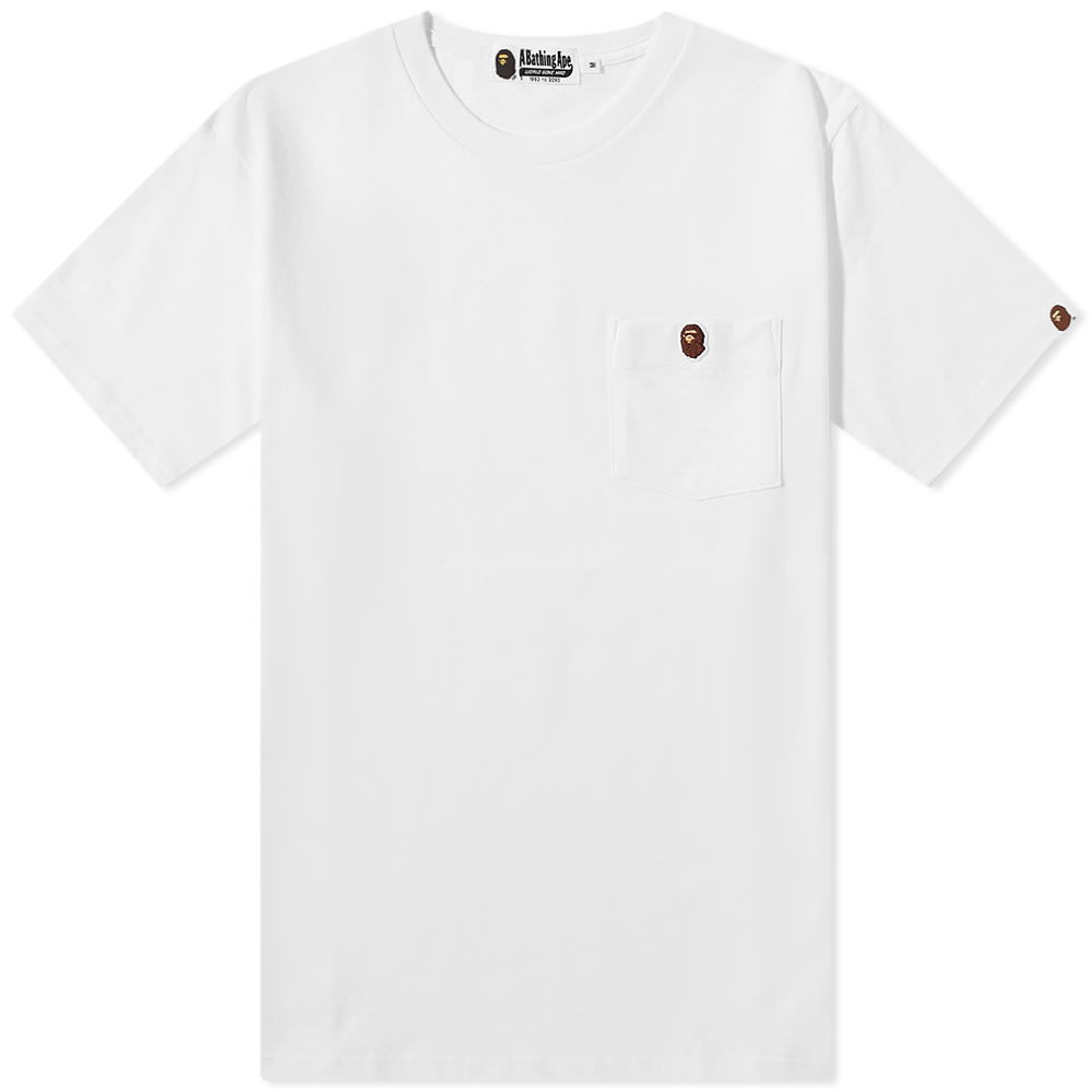 Tričko BAPE A Bathing Ape Ape Head One Point Pocket Tee Biela | 001CSI801009M-WHT, 0