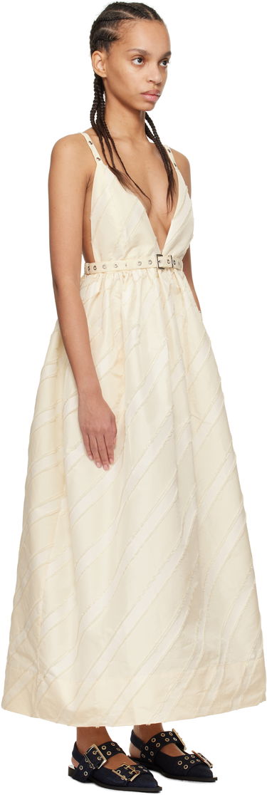 Šaty GANNI GANNI Stripe Strap Maxi Dress Béžová | W0173, 1