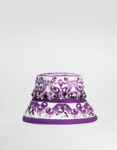 Klobúk Dolce & Gabbana Dolce & Gabbana Majolica-Print Bucket Hat with Jewels Fialová | FH671ZFPFSUIP3TN, 0