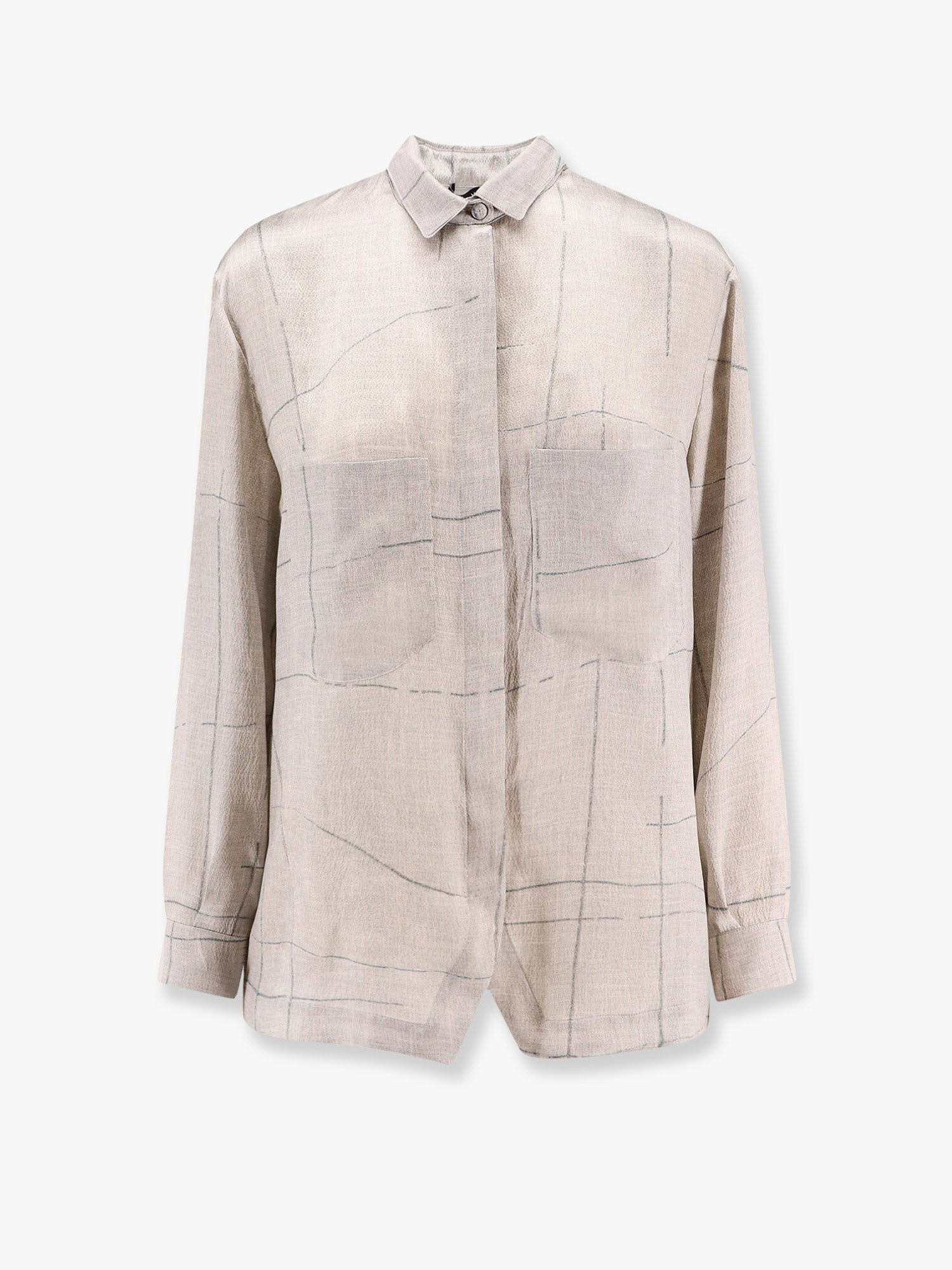 Košeľa Giorgio Armani Giorgio Armani Loose Fit Beige Shirt with Graphic Lines Béžová | GW000775TE13743F8078, 0