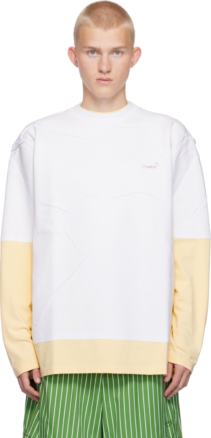 Tričko Marni Double Layered T-shirt Biela | HUMU0301QX UTC406