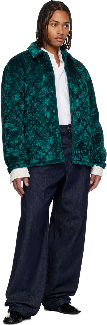 Bunda Dries Van Noten Dries Van Noten Crushed Velvet Jacket Zelené | 252-020575-2133, 3