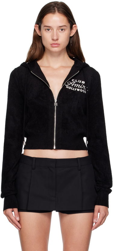Mikina AMIRI AMIRI 'Club AMIRI' Cropped Zip-Up Hoodie Čierna | AWKNHD1010, 0