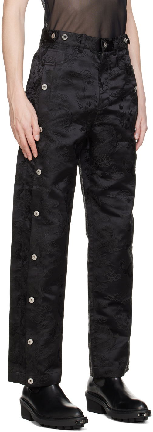 Nohavice Feng Chen Wang Feng Chen Wang Dragon Jacquard Trousers Čierna | FUS17TR12, 1