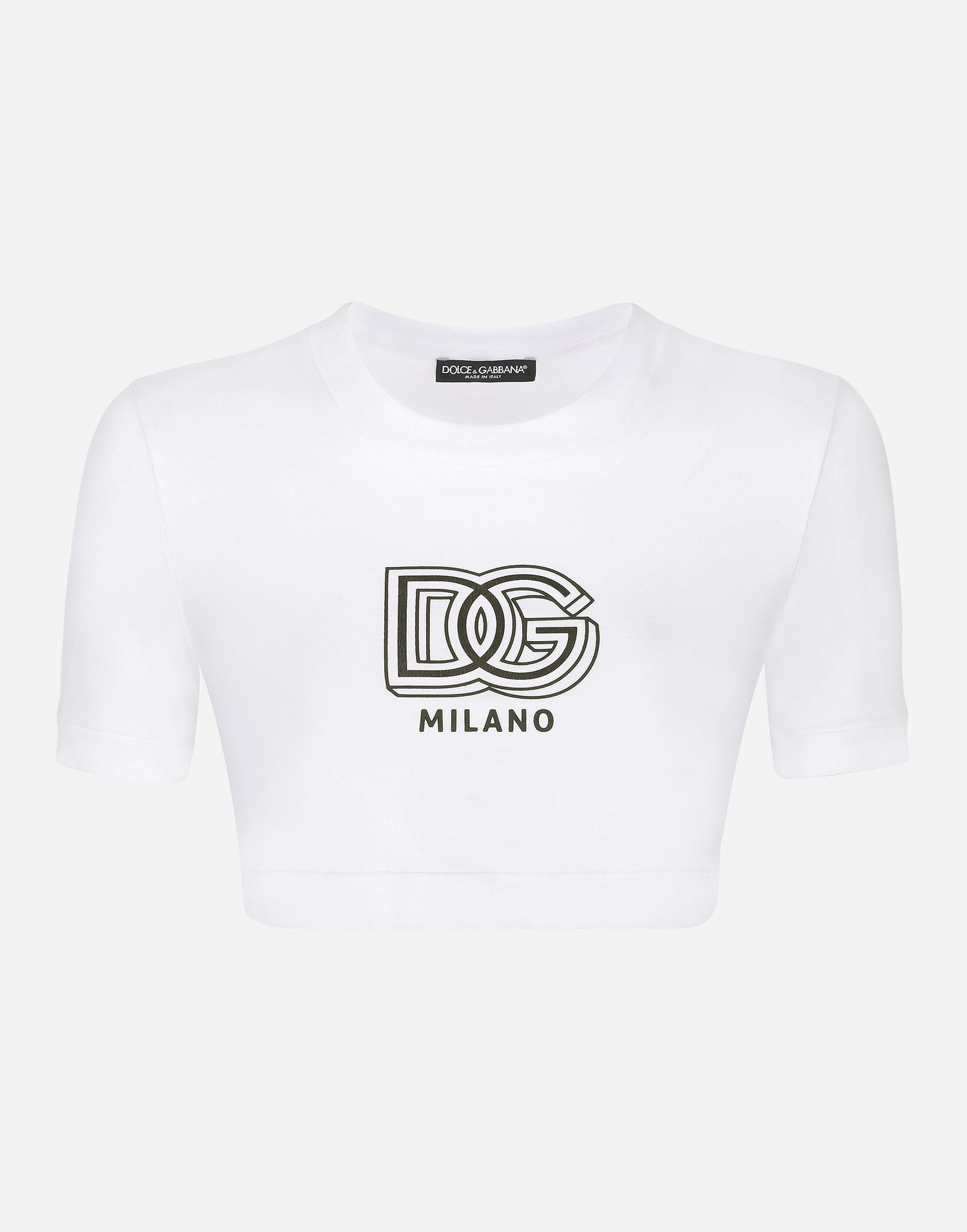 Crop Top Dolce & Gabbana Cropped Jersey T-shirt With Dg Lettering Biela | F8U78TGDB6TW0800, 0
