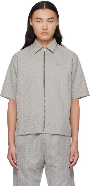 Košeľa Givenchy Givenchy Monogram 72 Jacquard Zip-Up Shirt Šedá | BM612T15U8004, 0