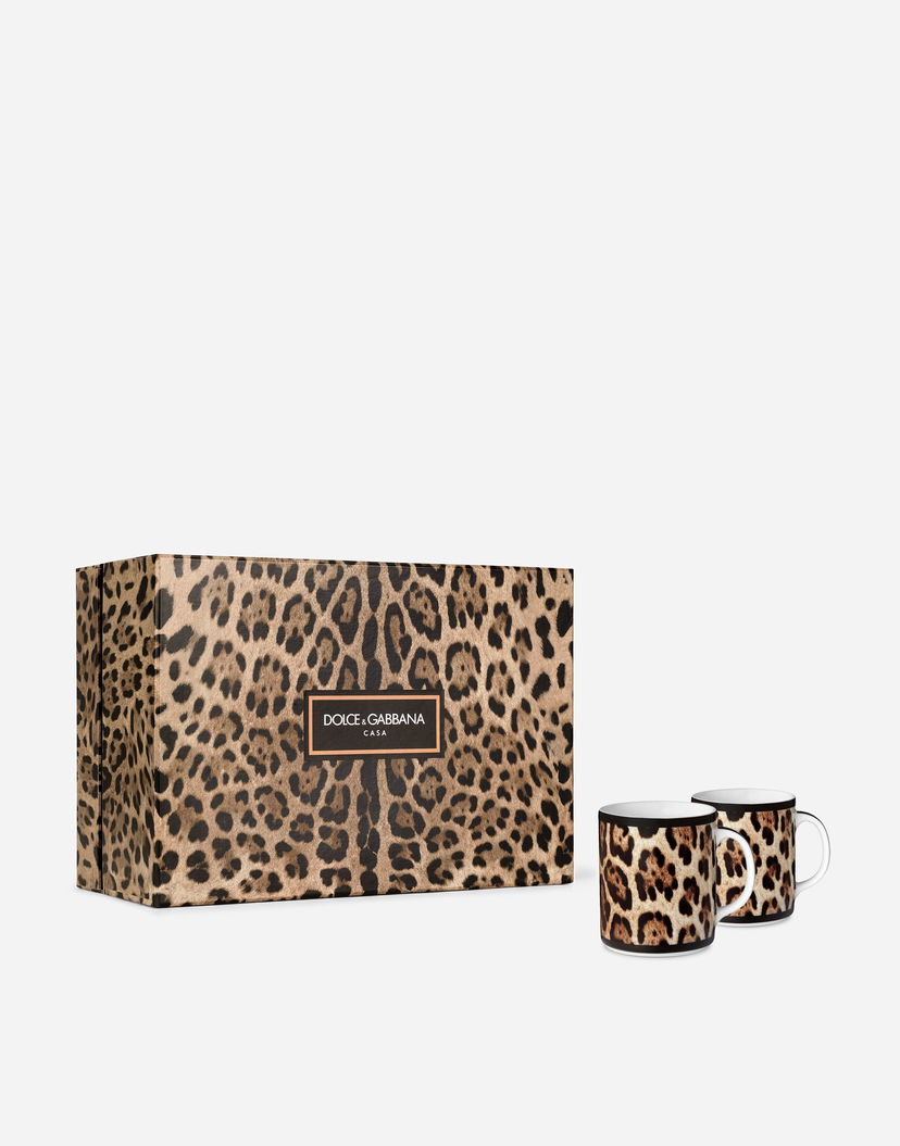 Home decor Dolce & Gabbana Leopard Print Gift Box With 2 Porcelain Mugs Rôznofarebný | TC0S25TCA71UL003