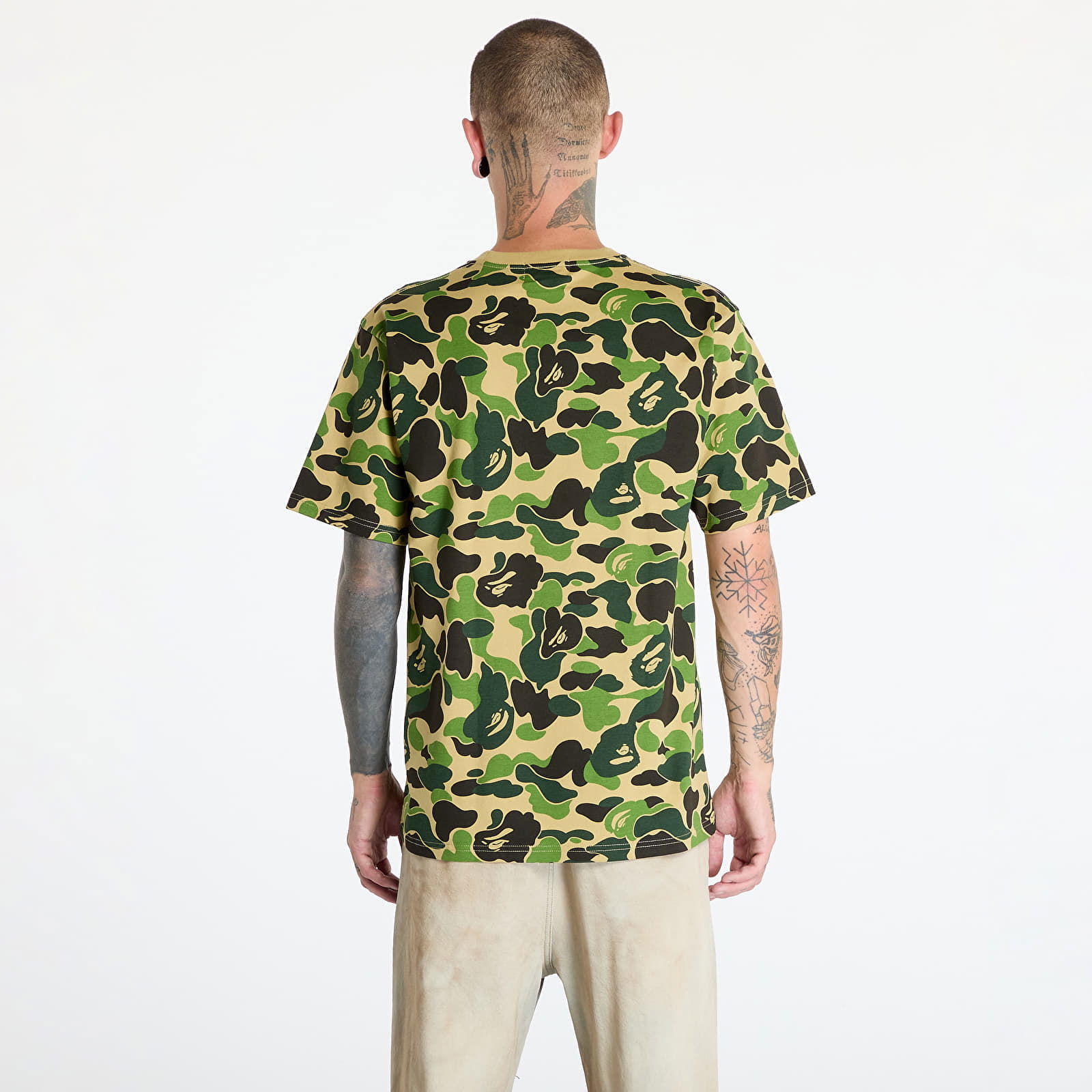 A BATHING APE Abc Camo College Tee Green