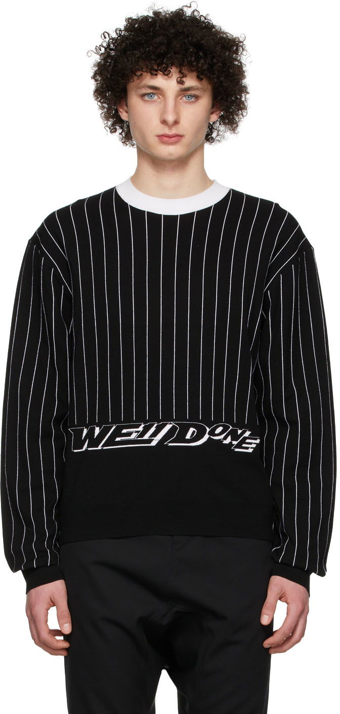 Sveter We11done Striped Logo Sweater Čierna | WD-KT1-22-619-U-BK, 0