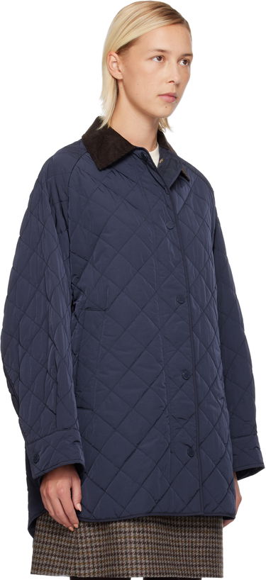 Bunda Max Mara Pepato Quilted Jacket with Corduroy Collar Navy | 2525496102600, 1