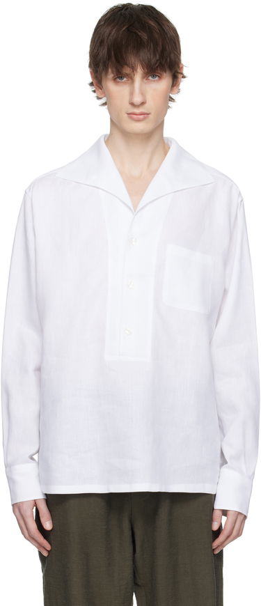 Košeľa Dolce & Gabbana Dolce&Gabbana Three-Button Long-Sleeved Linen Shirt Biela | G5ND3TFU4JB, 0